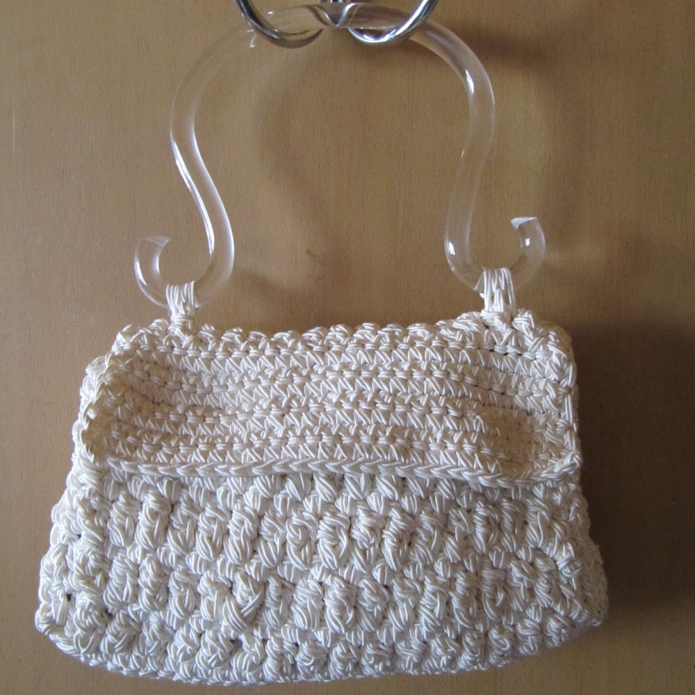 Carrie Forbes Vintage Crochet Mini Purse W Lucite